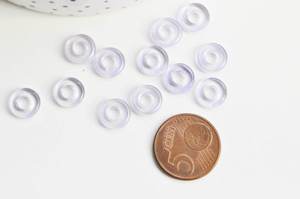 Pendentif donut verre violet, un pendentif rond verre pour vos créations de bijoux,10x3mm, x 10 (3.3g) G3507