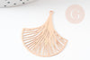 Pendentif estampe filigrane feuille gingko laiton or rose, Pendentif très fin et léger, 30x32m, x2m G3692