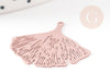 Pendentif estampe filigrane feuille gingko laiton rose clair, Pendentif très fin et léger, 25x22mm, x2 (G3699)