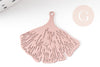 Pendentif estampe filigrane feuille gingko laiton rose clair, Pendentif très fin et léger, 25x22mm, x2 (G3699)