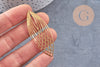 Pendentif estampe filigrane feuille ovale laiton brut 56mm, x2 (G10930)