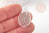 Pendentif estampe filigrane goutte acier inoxydable 304 argent texturé 32x18mm, Pendentif très fin et léger x2 (G4113)