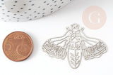 Pendentif estampe filigrane papillon acier argenté 32x44mm,x2 (G4109)