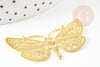 Pendentif estampe filigrane papillon laiton doré 24x43mm, x2 (G4119)