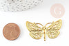Pendentif estampe filigrane papillon laiton doré 24x43mm, x2 (G4119)