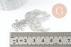 Pendentif estampe filigrane poisson japonais laiton argenté 48mm, x2 (G3693)