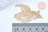 Pendentif estampe filigrane poisson japonais laiton doré clair 49x31mm x2 (G5238)
