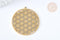 Pendentif estampe filigrane rond fleur de vie acier inoxydable 201 doré 42mm, création bijoux acier inoxydable, x1 G7256