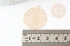 Pendentif estampe filigrane rond fleur laiton doré 30mm, Pendentif très fin et léger pour création de bijoux, x2 G9276