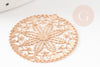 Pendentif estampe filigrane rond fleur laiton doré 31.5mm, Pendentif très fin et léger pour création de bijoux, x2 G9275
