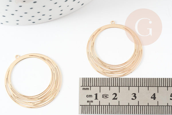 Pendentif estampe filigrane rond laiton doré, Pendentif très fin et léger ,31.5x 30mm,x2 G4442