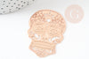 Pendentif estampe filigrane tête de mort laiton or rose, Pendentif très fin et léger,46 x 34 mm, x2 (G3689)