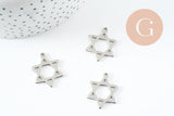 Pendentif étoile David acier 304 inoxydable argent 25mm, x1 (G9824)