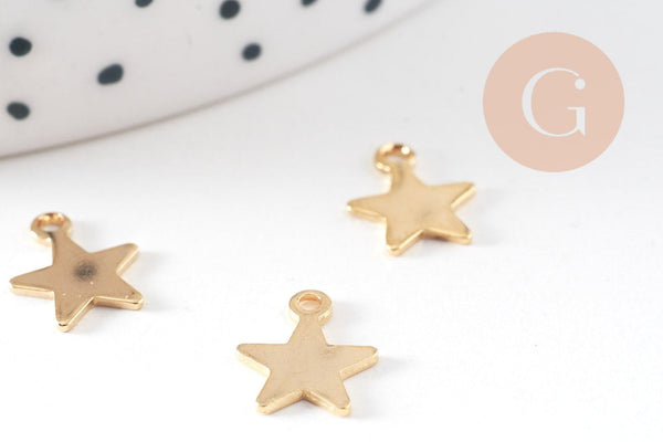 Pendentif étoile acier 304 inoxydable dore 10mm,breloque acier sans nickel pour création bijoux, x5 G3246