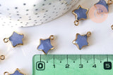 Pendentif étoile agate naturelle bleu fer doré 17mm, x1 (G5634)