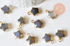 Pendentif étoile agate naturelle grise facettes, rubis sur zoisite naturelle,17mm x1 (G5633)
