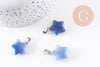 Pendentif étoile aventurine naturelle bleu acier inoxydable platine 22mm, x1 (G10073)