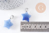 Pendentif étoile aventurine naturelle bleu acier inoxydable platine 22mm, x1 (G10073)