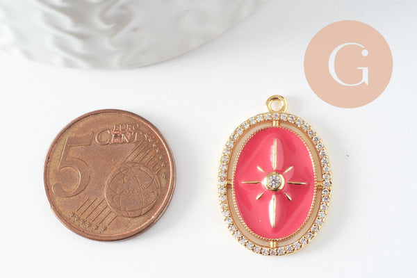 Pendentif étoile du nord zircons laiton doré 18k 25.5mm, sans nickel, création de bijoux, pendentif chanceux, x1 (G5959)