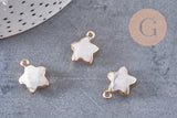 Pendentif étoile howlite blanche naturelle facettes fer doré 17mm, x1 (G3946)