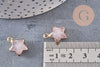 Pendentif étoile jade rose facette,pendentif bijoux, jade naturel, pendentif étoile pierre,17mm, x1 (G3948)