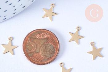 Pendentif étoile laiton doré, connecteurs laiton, pendentif géométrique ,10.5mm x 10 (G3708)