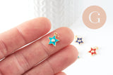 Pendentif étoile laiton doré émaillé et zircon 12x10.5mm, x1 (G3576)
