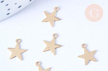 Pendentif étoile laiton doré, fournitures créatives, connecteurs laiton, pendentif géométriques, création bijoux, ,10.5mm x 10 G3708