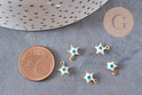 Pendentif étoile oeil protecteur acier 304 inoxydable doré 9mm, x10 (G10556)