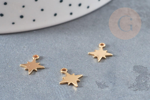 Pendentif étoile polaire acier 304 inoxydable doré IP 11.5mm, x2 (G6326)