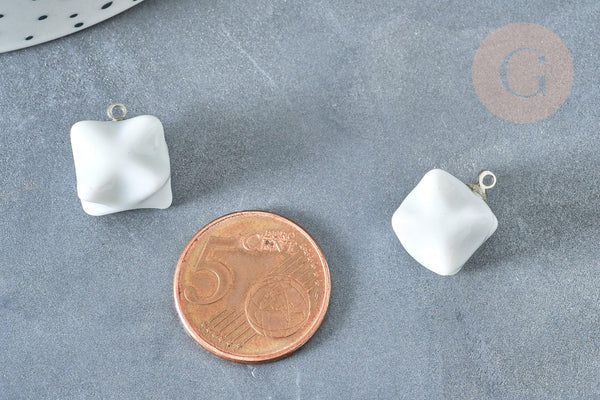 Pendentif étoile porcelaine blanc doré laiton platine 14.5mm, pendentif pour fabrication bijoux, x1 G8184