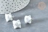Pendentif étoile porcelaine blanc doré laiton platine 14.5mm, pendentif pour fabrication bijoux, x1 (G8184)