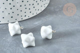 Pendentif étoile porcelaine blanc doré laiton platine 14.5mm, pendentif pour fabrication bijoux, x1 (G8184)