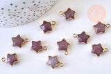 Pendentif étoile quartz fraise naturelle facettes 17mm,pendentif bijoux pierre naturelle, x1 (G5636)
