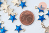 Pendentif étoile zamac doré résine bleue 15mm,pendentif doré pour création de bijoux,x5 G6104