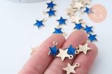 Pendentif étoile zamac doré résine bleue 15mm,pendentif doré pour création de bijoux,x5 G6104
