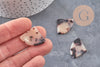 Pendentif éventail beige acétate, perle acétate,connecteur plastique, 21.5mm x5 (G0063)