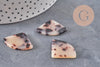 Pendentif éventail beige acétate, perle acétate,connecteur plastique, 21.5mm x5 (G0063)