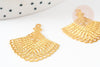 Pendentif éventail doré filigrane fer doré, pendentif, pendentif doré, 28.5mm,x10 (G3893)