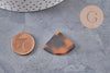 Pendentif éventail marron acétate,perle acétate,connecteur plastique,21.5mm, x2 (G1479)