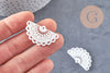 Pendentif éventail nacre blanche naturelle doré,pendentif nacre coquillage blanc, 34.5mm, x1 (G3915)