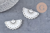 Pendentif éventail nacre blanche naturelle doré,pendentif nacre coquillage blanc, 34.5mm, x1 (G3915)
