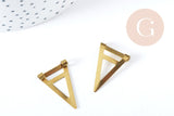 Pendentif fantaisie triangle laiton brut doré 26mm, fabrication de bijoux x2 G8317