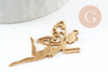 Pendentif fée clochette d'ange acier 201 inoxydable doré 41mm, x1 (G9732)