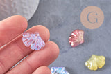 Pendentif feuille gingko verre multicolore 15x20mm,pendentif verre, 15x20mm,x10 (G3388)