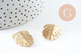 Pendentif feuille laiton, breloque laiton brut, bijou laiton,feuille monstera, bijoux,pendentif laiton brut,,22mm, x2 (G0912)
