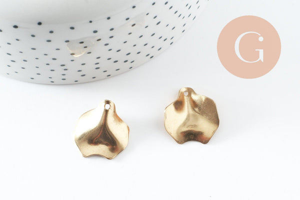 Pendentif feuille laiton, breloque laiton brut, feuille monstera, bijoux,pendentif laiton brut,,21.5mm, x2 (G3235)