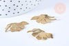 Pendentif feuille laiton brut 31x17mm, création bijoux laiton brut, x2 (G6541)