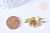 Pendentif feuille laiton brut 31x17mm, création bijoux laiton brut, x2 (G6541)