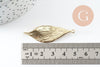 Pendentif feuille laiton brut 46.5mm, feuille dorée pour création bijoux, x2 (G7622)
